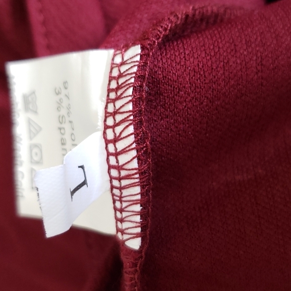 Shein Wine Bell Sleeve Waist Tie Surplice Front Crop Top Size L - Picture 5 of 8